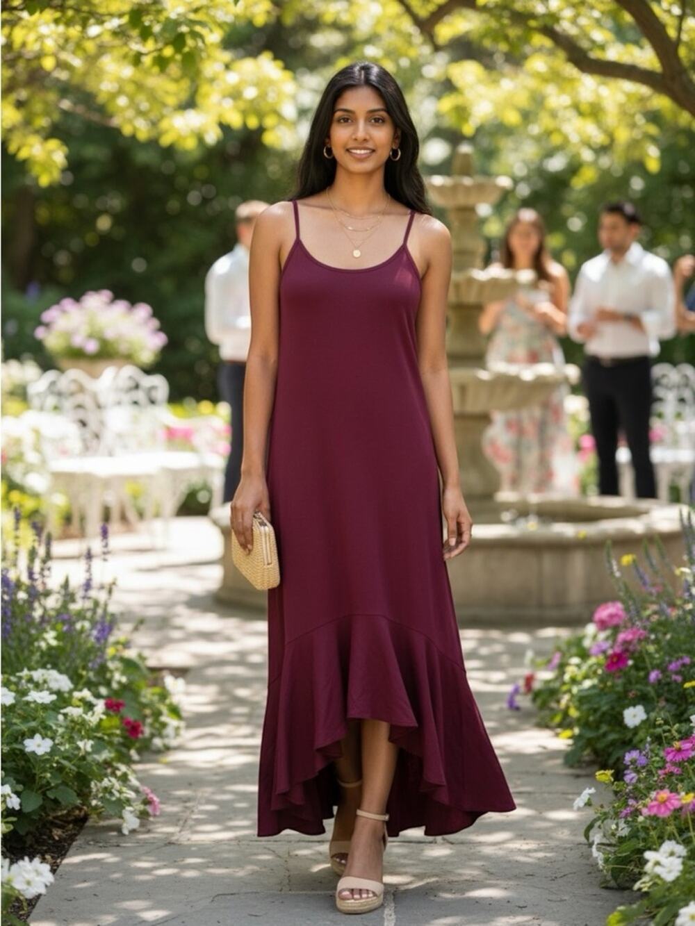 Burgundy Wine Ruffle Slip High Low Dress Leith Nordstrom Homecoming Prom Formal